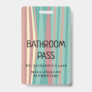 Pastel Retro Back To School Bathroom Hall Pass Bad Ausweis