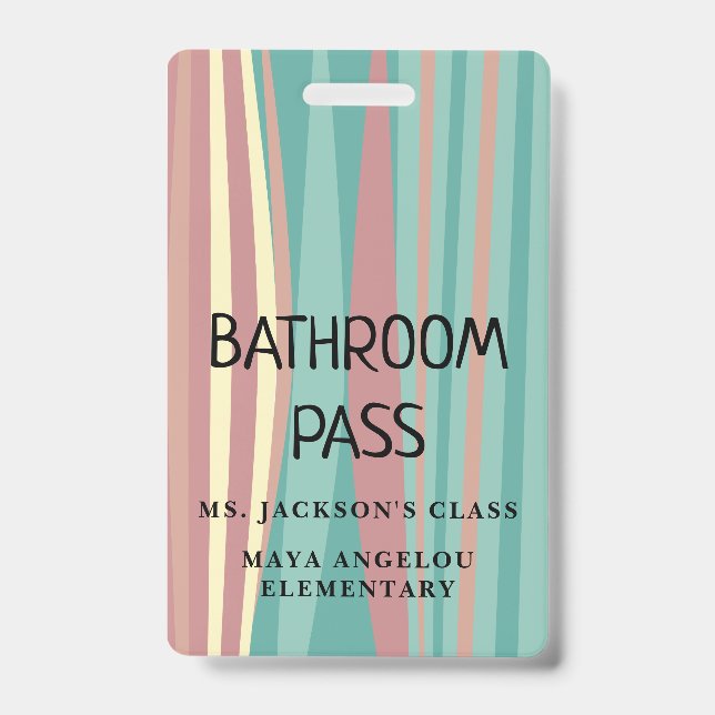 Pastel Retro Back To School Bathroom Hall Pass Bad Ausweis (Vorderseite)