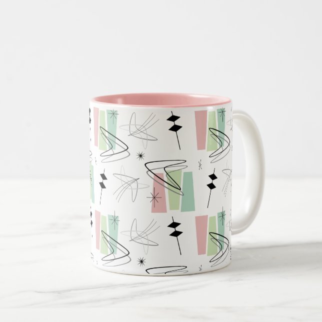 Pastel Retro Boom Wedge Zweifarbige Tasse (VorderseiteRechts)