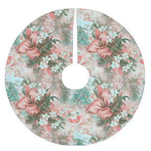 Pastel Retro Christmas Vignette Polyester Weihnachtsbaumdecke