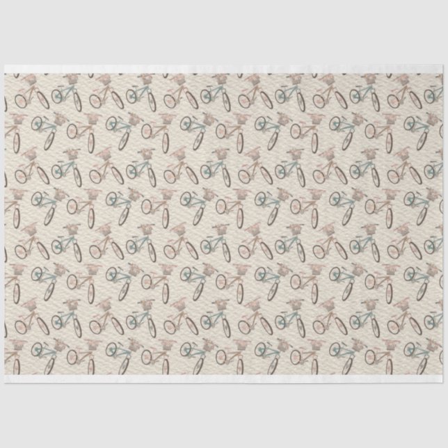 Pastel Retro-Fahrräder mit Blume Seidenpapier (Vorderseite)