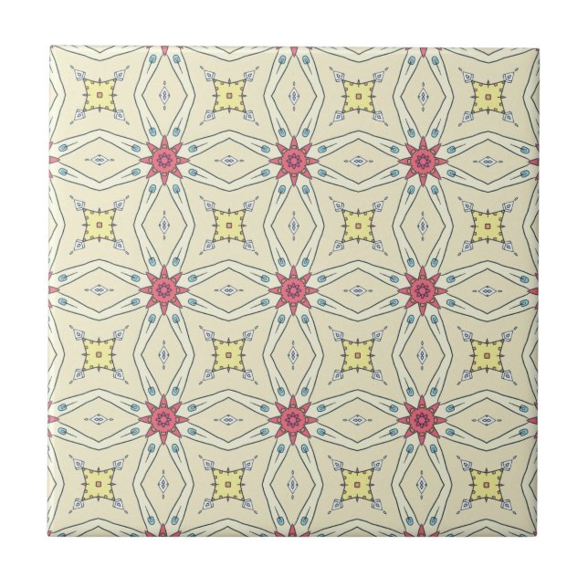 Pastel Retro Geometrisches Muster Fliese (Vorderseite)