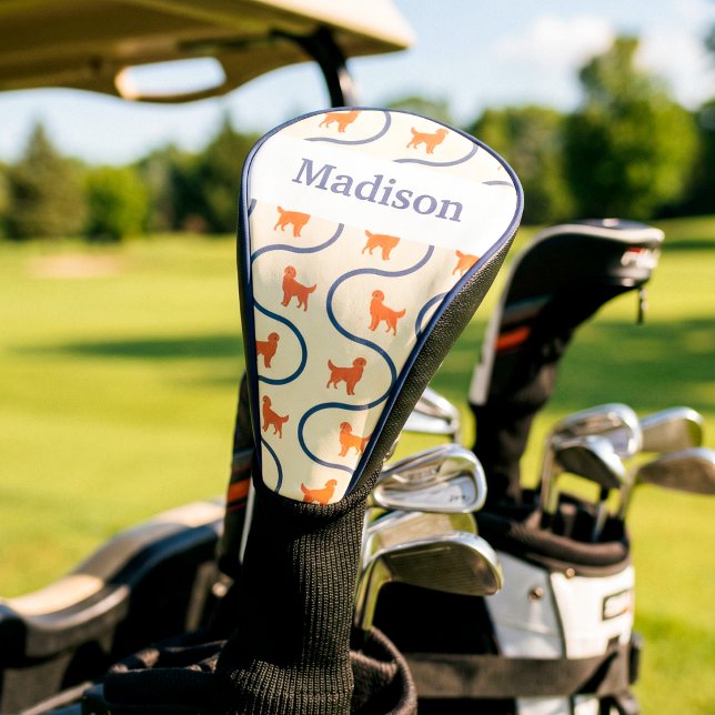 Pastel Retro Golden Retriever Waves Pattern  Golf Headcover (Von Creator hochgeladen)