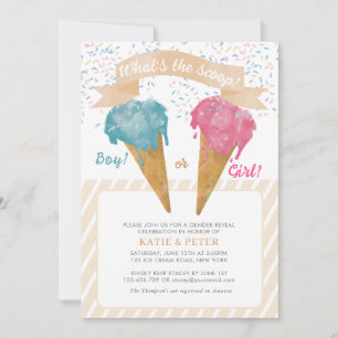 Pastel Retro Ice Cream Gender Reveal Party Einladung