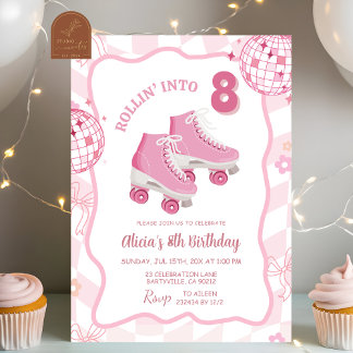 Pastel Retro Let's Skate Geburtstagsparty Einladung