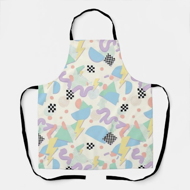 Pastel Retro Memphis Pattern Swirls Schürze (Vorderseite)
