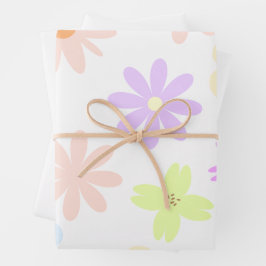 Pastel Retro Mod-Blume, 80er, 90er-Stil Geschenkpapier Set