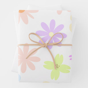 Pastel Retro Mod-Blume, 80er, 90er-Stil Geschenkpapier Set