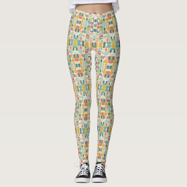 Pastel Retro Pattern | Geometric Pods Leggings (Vorderseite)