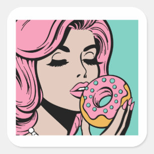 Pastel Retro Pop Art Donut Stickers