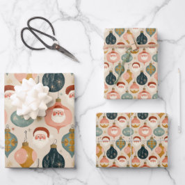 Pastel Retro Santa Wrapping Paper Geschenkpapier Set