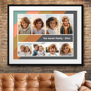 Pastel-Retro-Streifen - 8-Foto-Collage Poster