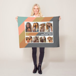 Pastel Retro Strip 8 Foto Collage Girls Wochenende Fleecedecke