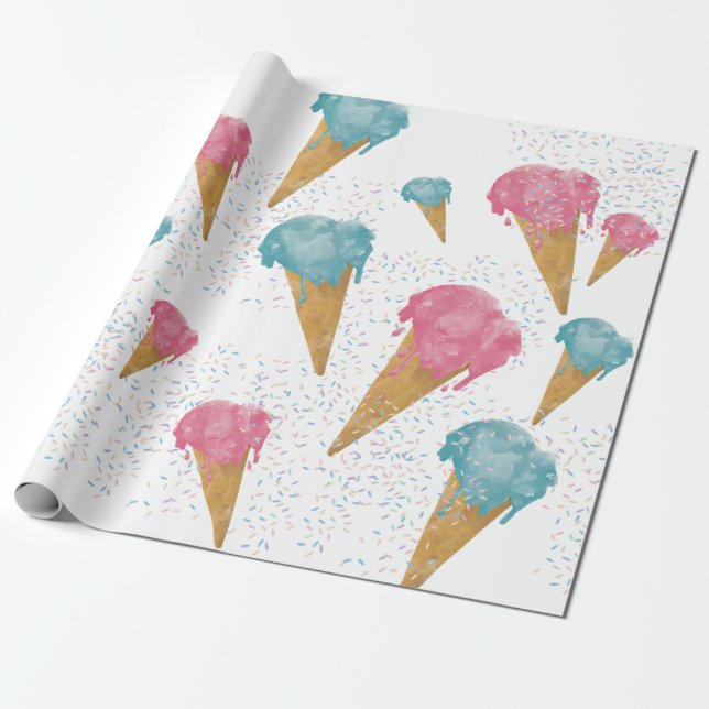 Pastel Retro Wasserfarben Ice Geschenkpapier (Ungerollt)