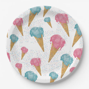 Pastel Retro Wasserfarben Ice Pappteller