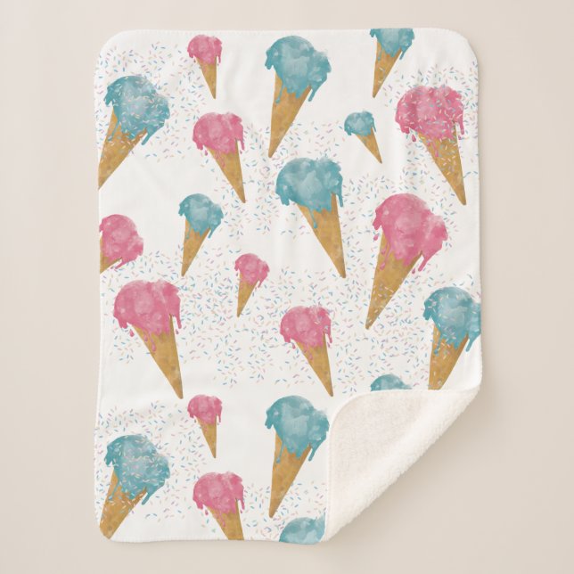 Pastel Retro Wasserfarben Ice Sherpadecke (Vorderseite)