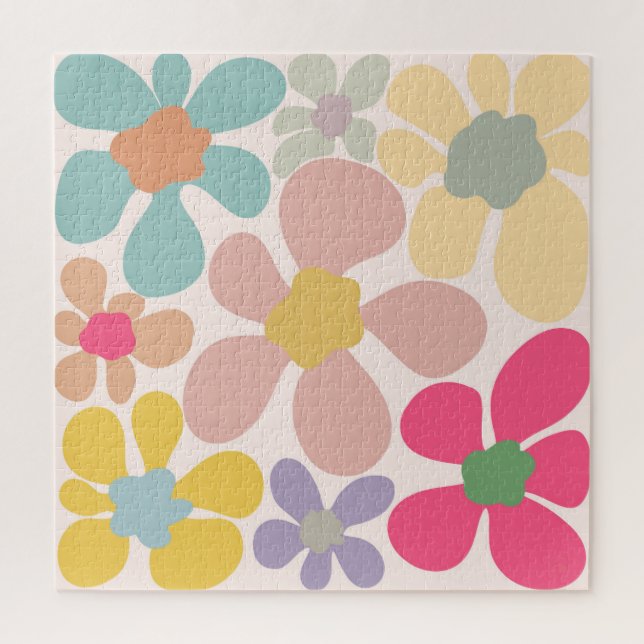 Pastel Retro Wavy-Blume Puzzle (Vertikal)
