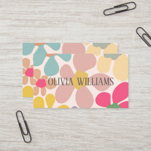 Pastel Retro Wavy-Blume Visitenkarte