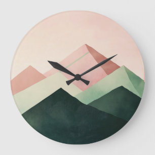Pastel Ridge – Geometrische Berglandschaft #1 Große Wanduhr