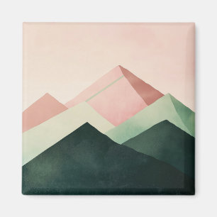 Pastel Ridge – Geometrische Berglandschaft #1 Magnet