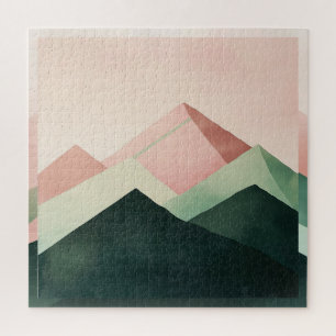 Pastel Ridge – Geometrische Berglandschaft #1 Puzzle