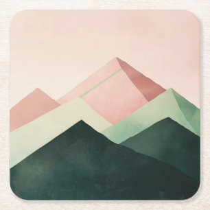 Pastel Ridge – Geometrische Berglandschaft #1 Rechteckiger Pappuntersetzer