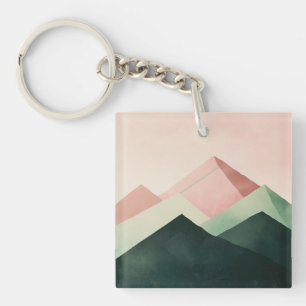 Pastel Ridge – Geometrische Berglandschaft #1 Schlüsselanhänger