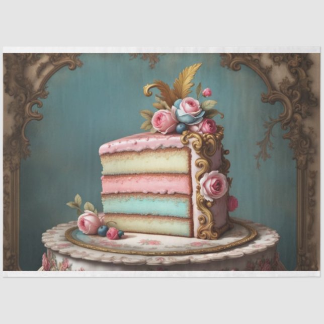 Pastel Rokoko Cake Slice 2 Decoupage Tissue Seidenpapier (Vorderseite)