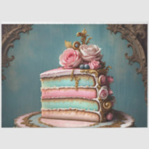 Pastel-Rokoko-Torte-Scheibe-Decoupage-Papier | Tis