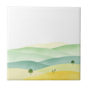 Pastel Rolling Hills Wasserfarbe mit verunreinigte Fliese