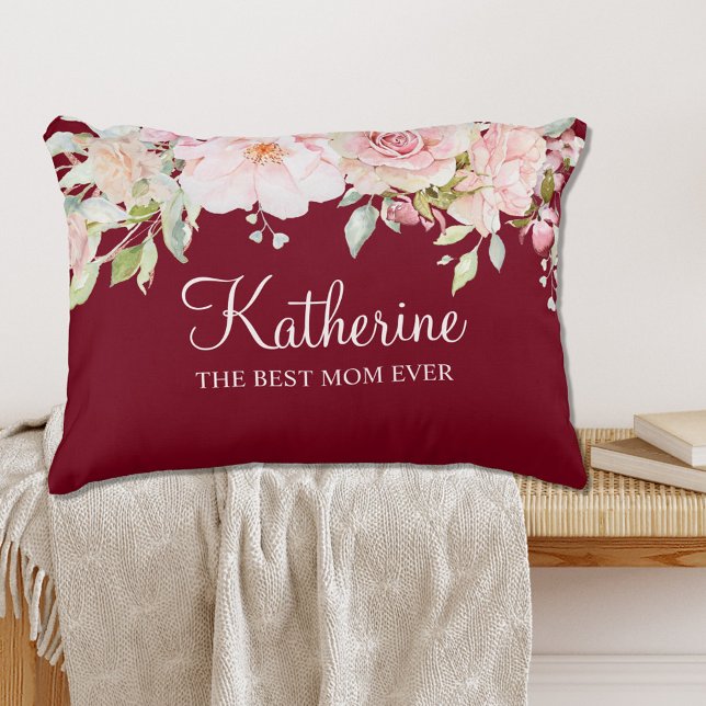 Pastel Rosa Blume Florenz Die beste Mama aller Zei Dekokissen (In situ)