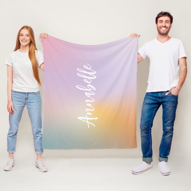Pastel rosa Regenbogen mädchenhaftes Monogramm ein Fleecedecke (Beispiel)
