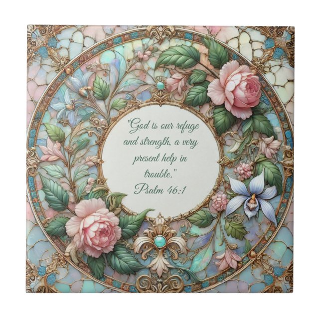 Pastel Rose Garden individuell anpassbare Bibelver Fliese (Vorderseite)