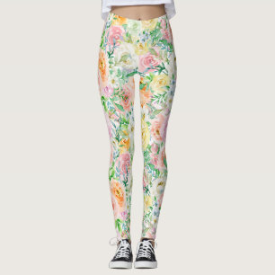 Pastel Rose Garden Leggings