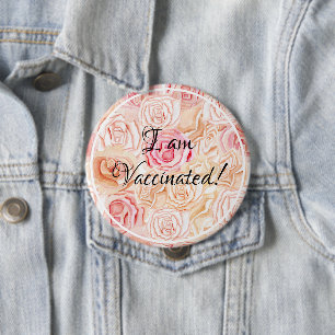Pastel-Rose Ich bin geimpft Button