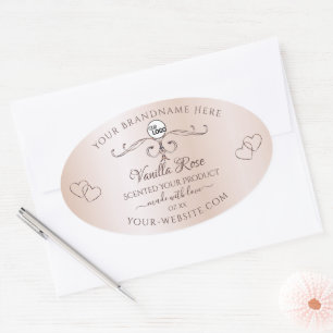 Pastel Rose Rosa Verzierte Produktetiketten Logo-H Ovaler Aufkleber