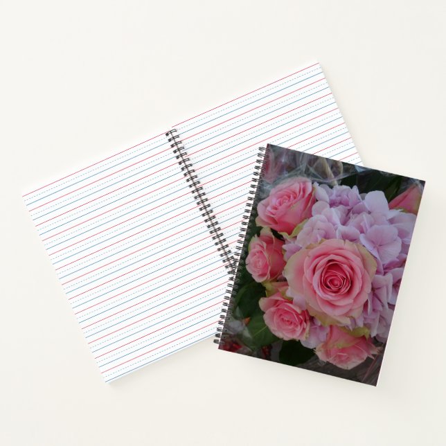 Pastel-Rose und Hydrangea-Blume-Notebook Notizbuch (Innenseite)