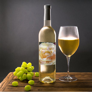 Pastel-Rose zum 50. Geburtstag Personalisiert Weinetikett