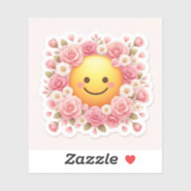 Pastel-Rosen-Blüten-Lächeln-Aufkleber