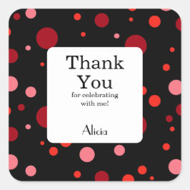 Pastel Ruby Cranberry Polka Dot Black Vielen Dank Quadratischer Aufkleber