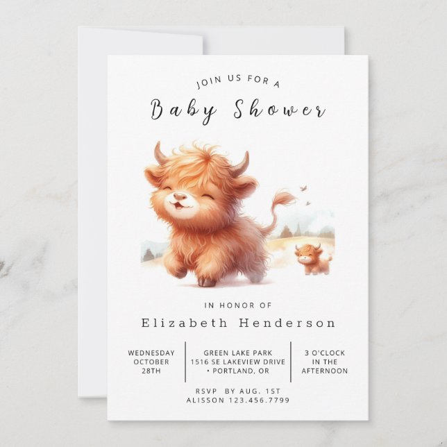 Pastel Rustic Barn Cow Babydusche Einladung (Vorderseite)