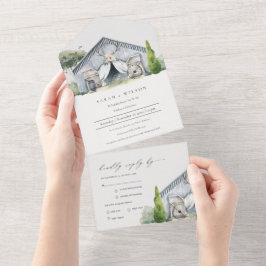 Pastel Rustic Dusky Barnyard Farm Thema Hochzeit All In One Einladung