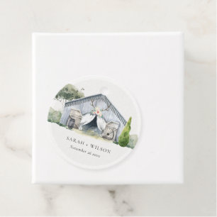 Pastel Rustic Dusky Barnyard Farm Thema Hochzeit Geschenkanhänger