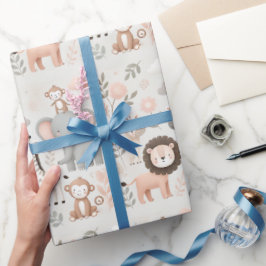 Pastel Safari Animal Wrapping Paper Geschenkpapier