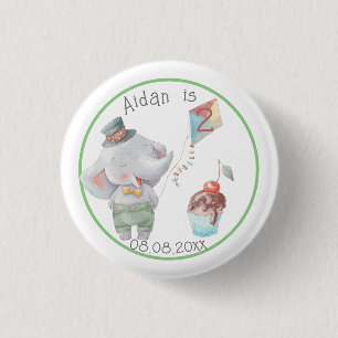 Pastel Safari Elephant Personalisiert Geburtstag Button