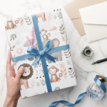 Pastel Safari Kids Wrapping Paper