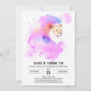 Pastel Safari Lion Birthday Einladung