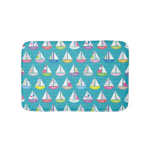 Pastel-Sailboat-Muster Badematte (Vorderseite)
