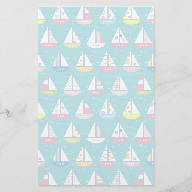 Pastel-Sailboat-Muster Briefpapier (Vorderseite)