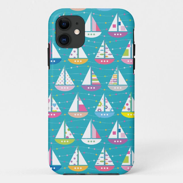 Pastel-Sailboat-Muster Case-Mate iPhone Hülle (Rückseite)